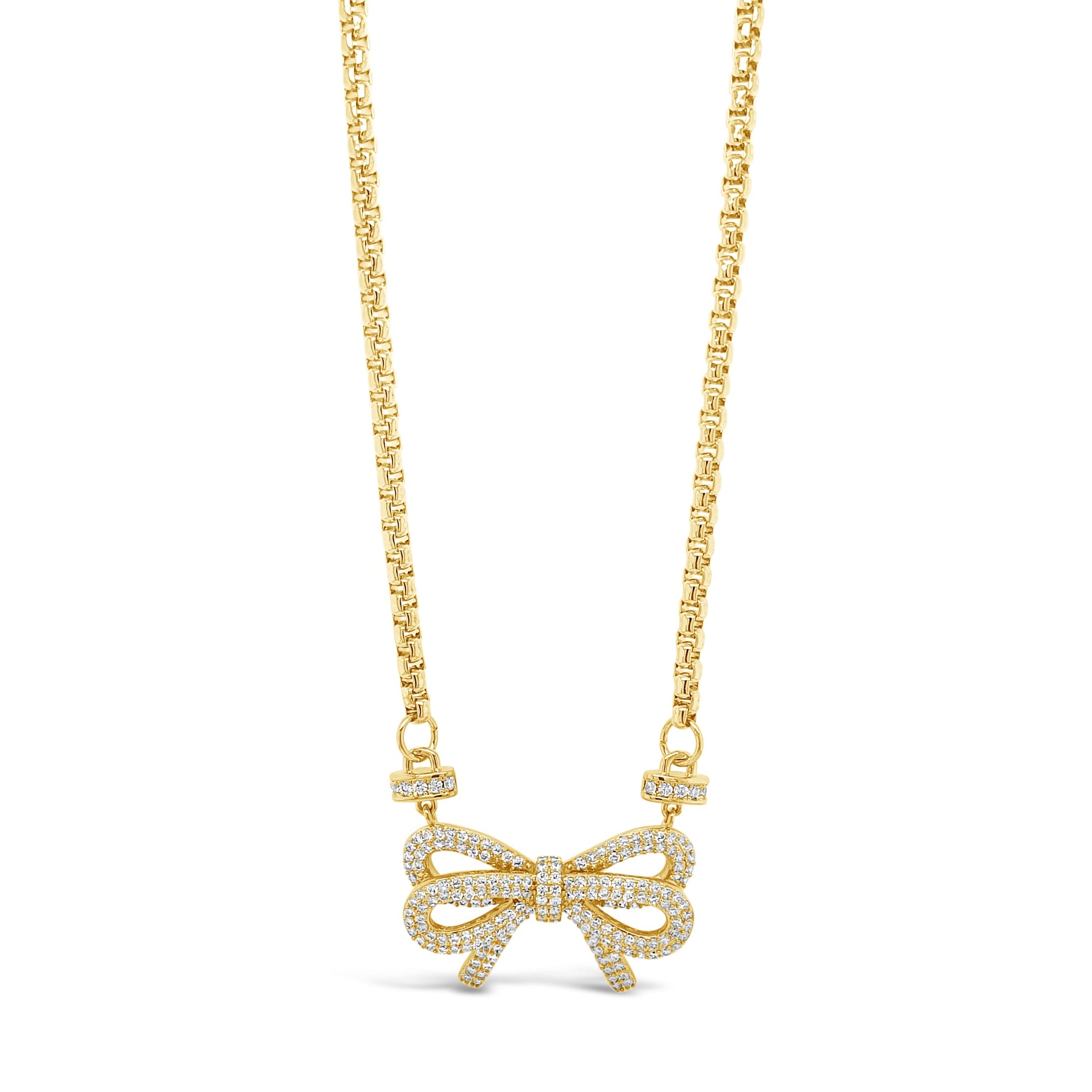 Absolute Jewellery Sparkling Gold Bow Statement Necklace 40cm